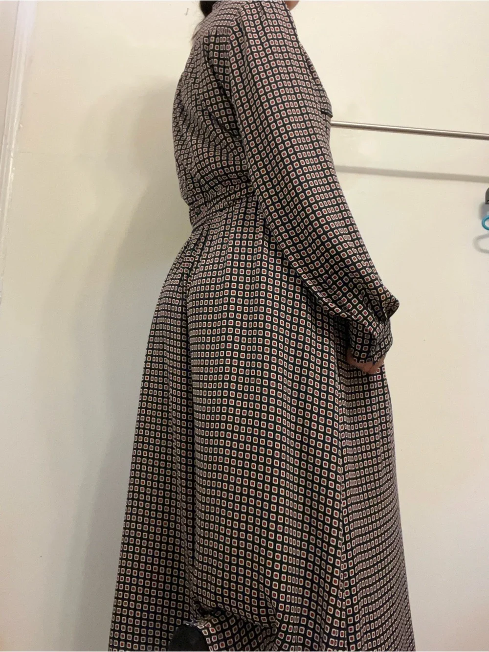 J. Crew Navy, Red, and White Geometric Maxi Dress NWT